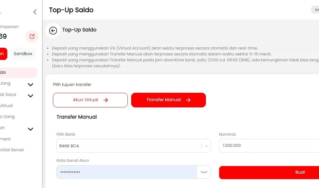 Top Up Saldo Transfer